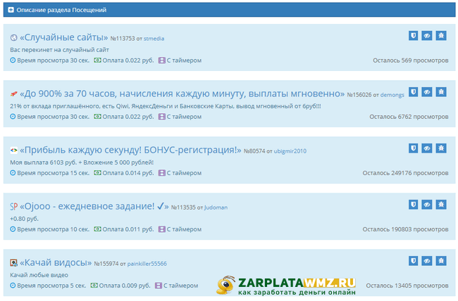 Посещение сайтов на Socpublic
