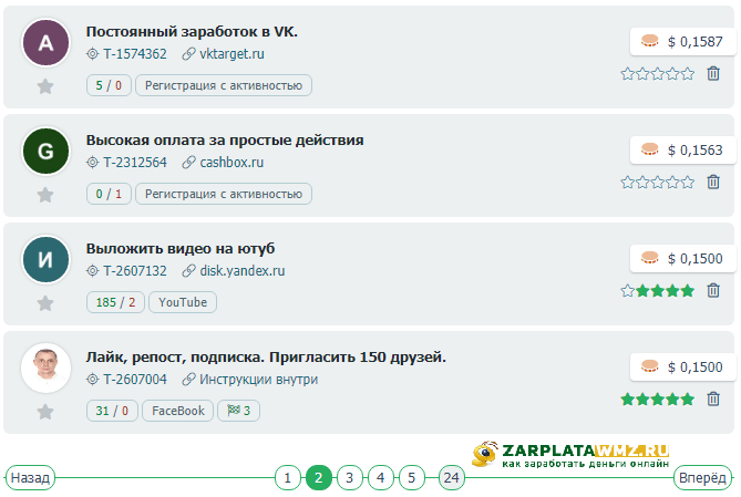 Задания с лайками на Seosprint